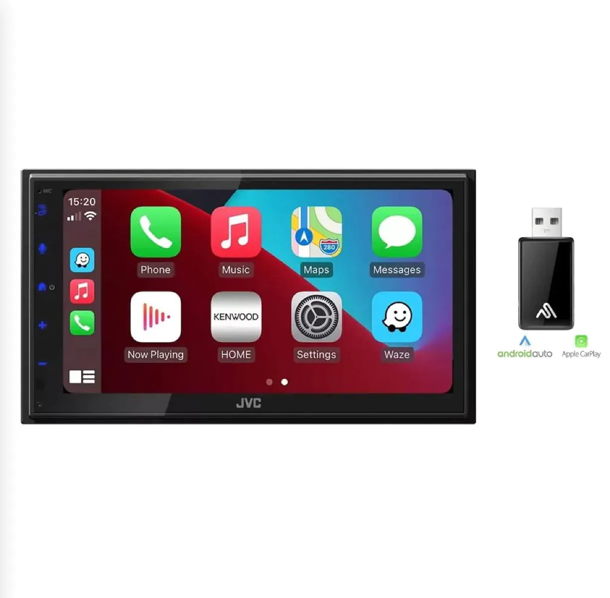 JVC KW-M593BT - 6.8" CarPlay & Android Auto Bluetooth Screen Mirroring Stereo + Wireless Adaptor