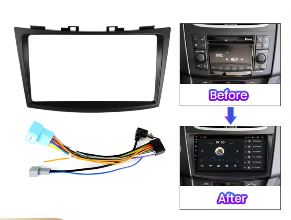 Suzuki Swift 2011–2015 9" Double DIN Stereo Fascia Frame – Radio Installation Dash Kit