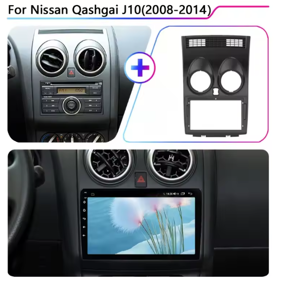 Nissan Qashqai 2008–2014 10.1" Car Radio Fascia – Android Touchscreen Stereo Dashboard Installation Frame