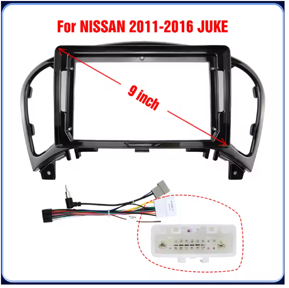 Nissan Juke 2011–2016 9" Car Radio Fascia Kit – Android Touchscreen Stereo Frame with Wiring Harness - Image 3