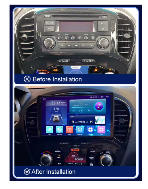 Nissan Juke 2011–2016 9" Car Radio Fascia Kit – Android Touchscreen Stereo Frame with Wiring Harness - Image 2