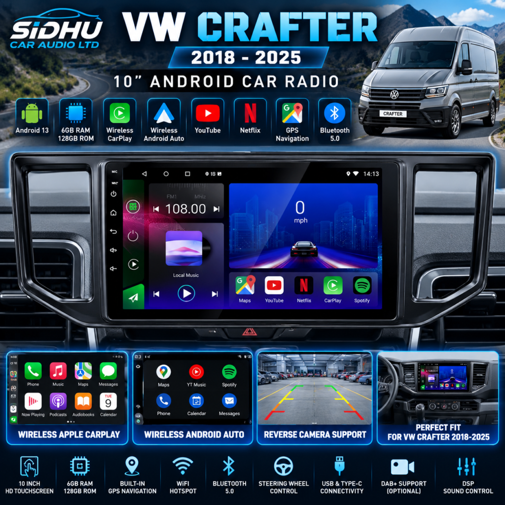 Volkswagen Crafter 2018–2025 Premium Android Car Stereo – 6GB RAM + 128GB | Apple CarPlay & Android Auto